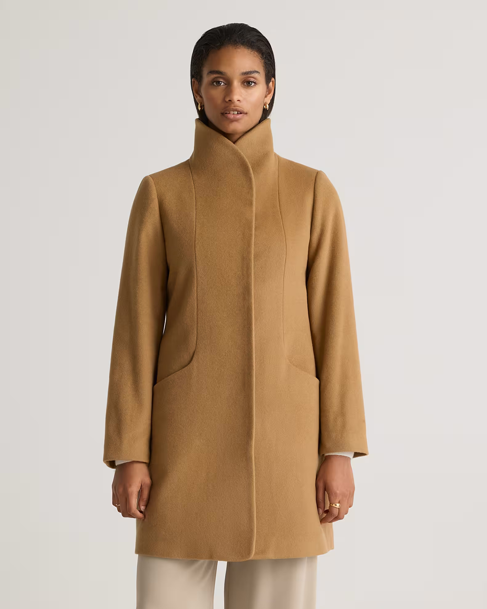 Italian Wool Cocoon Coat in Caramel | Quince