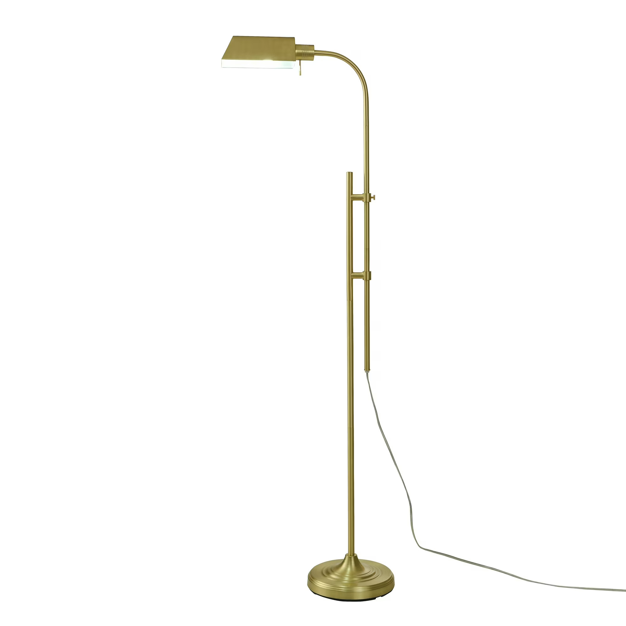 Better Homes and Gardens Adjustable Height Brass Finished Pharmacy Floor Lamp, 51.5" to 72" | Walmart (US)