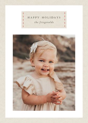 "Stitched Felt" - Customizable Holiday Photo Cards in Beige by Jackie Crawford. | Minted