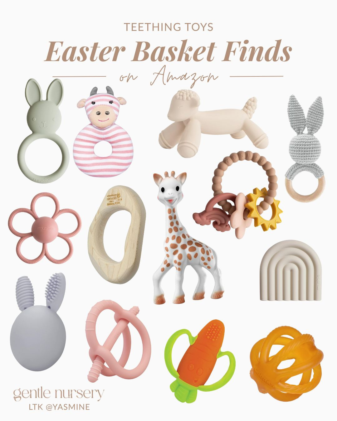 Easter themed teething toys for babies. These are adorable and a perfect choice for your baby’s Easter basket!

#LTKSeasonal #LTKBaby