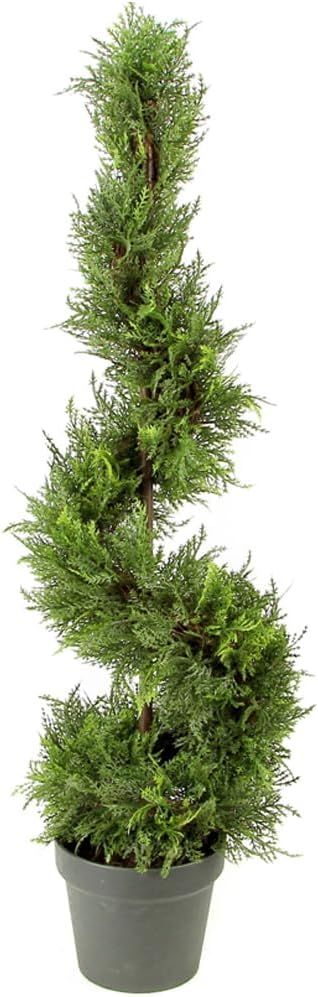 Admired by Nature 36 Inch Artificial Cypress Plants Spiral Shape Topiary Plant Tree W Planters, F... | Amazon (US)