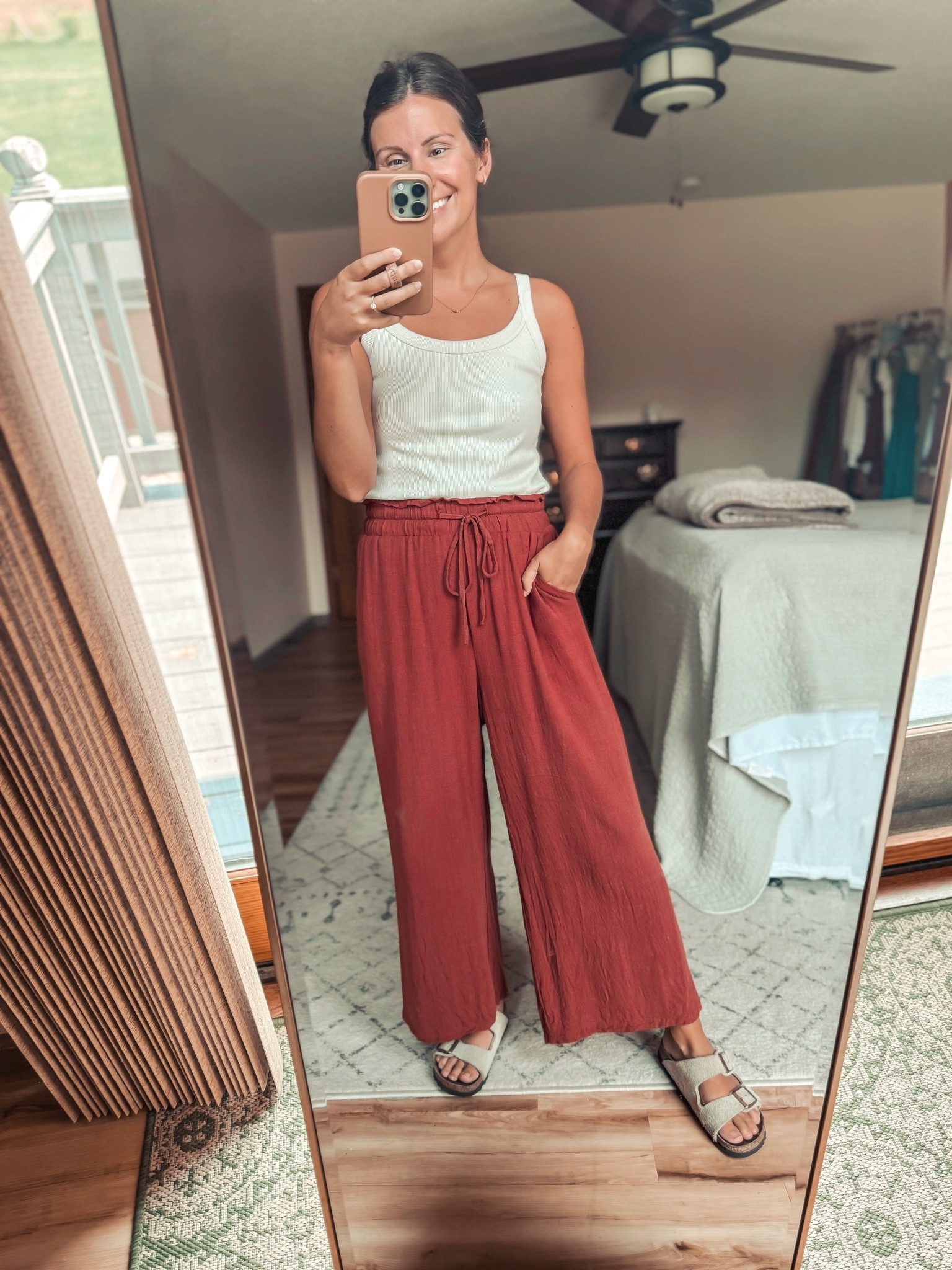 Wearing size small in my tank and in my pants! Wearing rust color which is more red in person 

#LTKFindsUnder100 #LTKStyleTip #LTKFindsUnder50