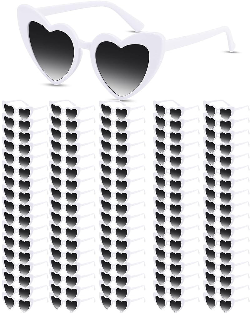 Hoteam 100 Pairs Wedding Heart Shaped Sunglasses Bulk Wedding Gifts Bachelorette Bridal Party Fav... | Amazon (US)