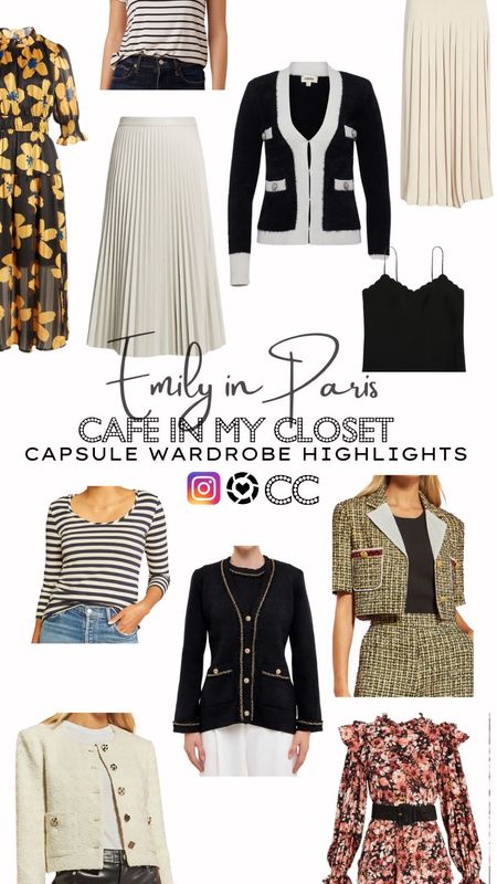 From CAFE IN MY CLOSET LIVE ON INSTAGRAM. 

Featuring highlights from my Emily in Paris capsule wardrobe inspired by eight chic essentials anyone can wear

https://closetchoreography.com/emily-in-paris-capsule-wardrobe-with-chic-closet-essentials-everyone-can-wear/