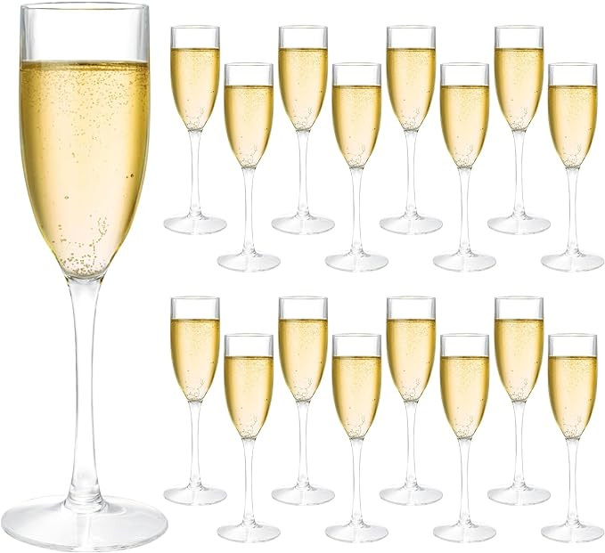 16 Pack Acrylic Champagne Flute, 5 Oz Clear Plastic Champagne Glasses Reusable Long Stemmed Weddi... | Amazon (US)