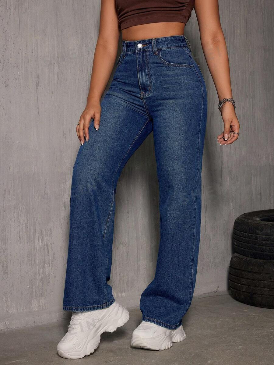 High Waist Straight Leg Jeans | SHEIN