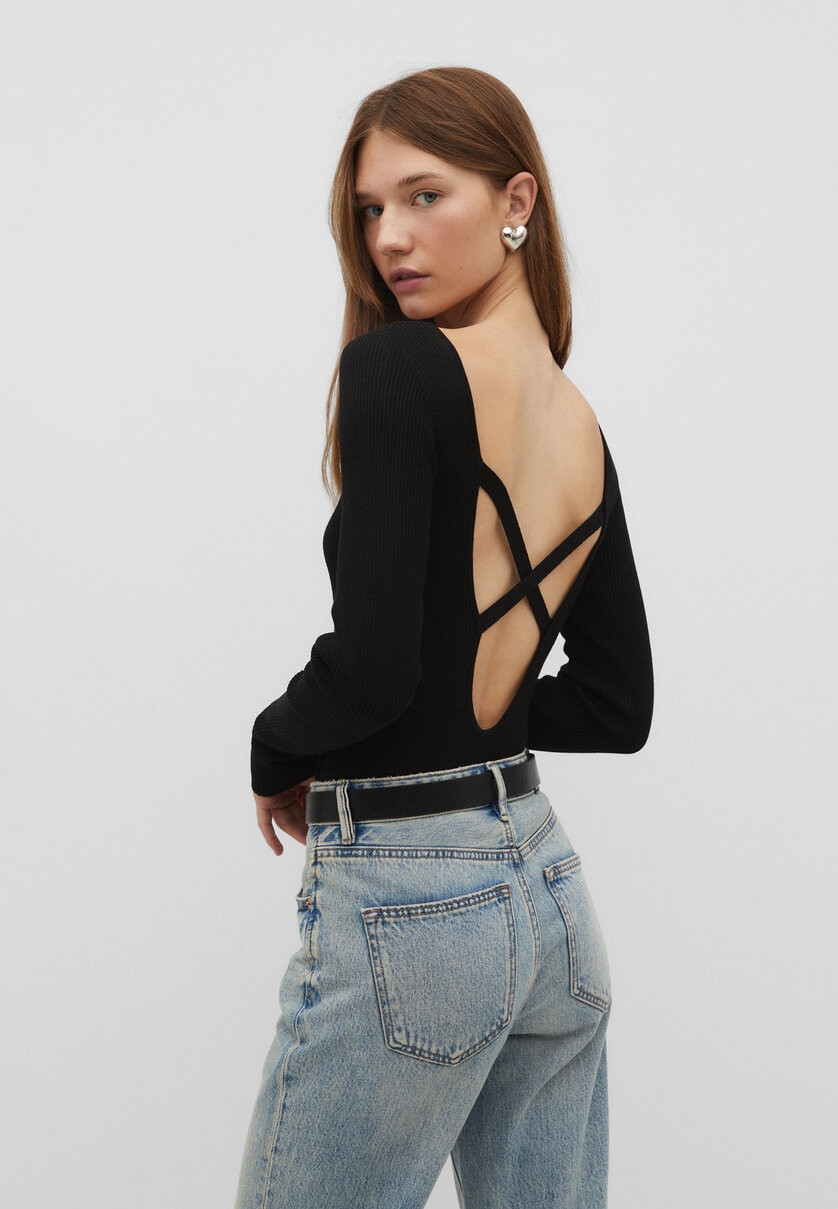 Knit bodysuit with an open back | Stradivarius (UK)