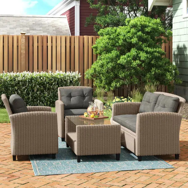Jett 4 - Person Outdoor Seating Group with Cushions | Wayfair North America