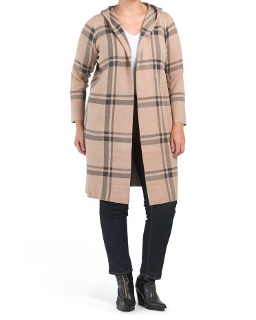 Plus Long Sleeve Hooded Duster With Pockets | TJ Maxx