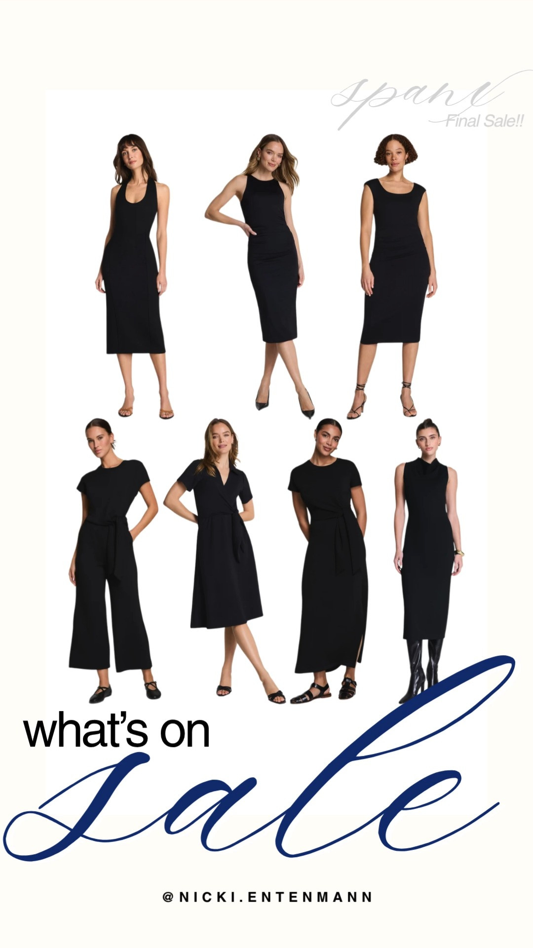 Shop major markdowns on little black dresses and versatile one-pieces during the Spanx final sale! This classic monochrome roundup includes flattering scoop-neck midi dresses, sleeveless bodycon styles, short-sleeve wrap dresses, tie-waist jumpsuits, and elegant mock-neck silhouettes. These chic, smoothing wardrobe essentials offer an effortless blend of comfort and preppy-casual sophistication for any occasion.

#spanx #spanxdress #whatsonsale #finalsale #lbd #fallfashion #preppycasual #everydaystyle 

 #LTKootd #LTKSaleAlert #LTKTravel