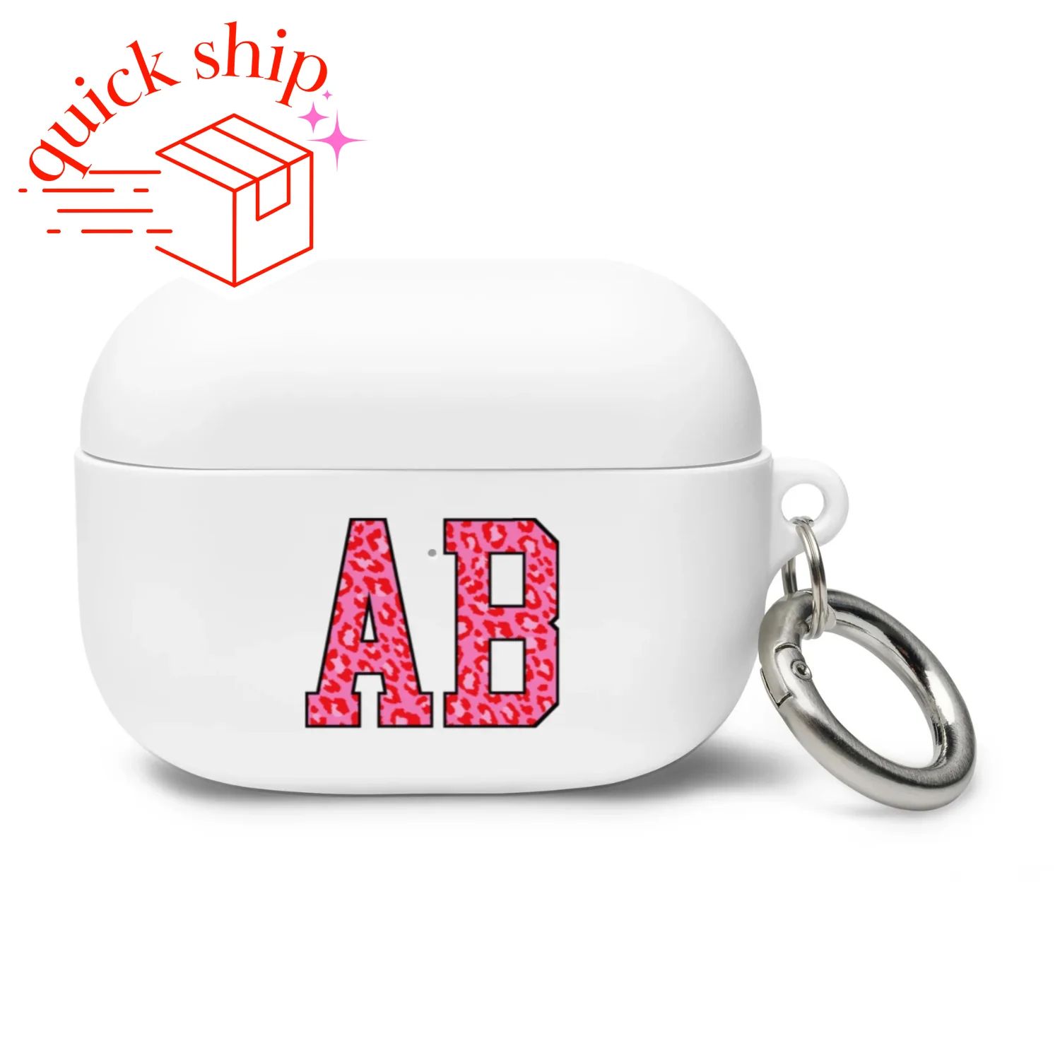 Initialed Leopard Print AirPods Case | United Monograms