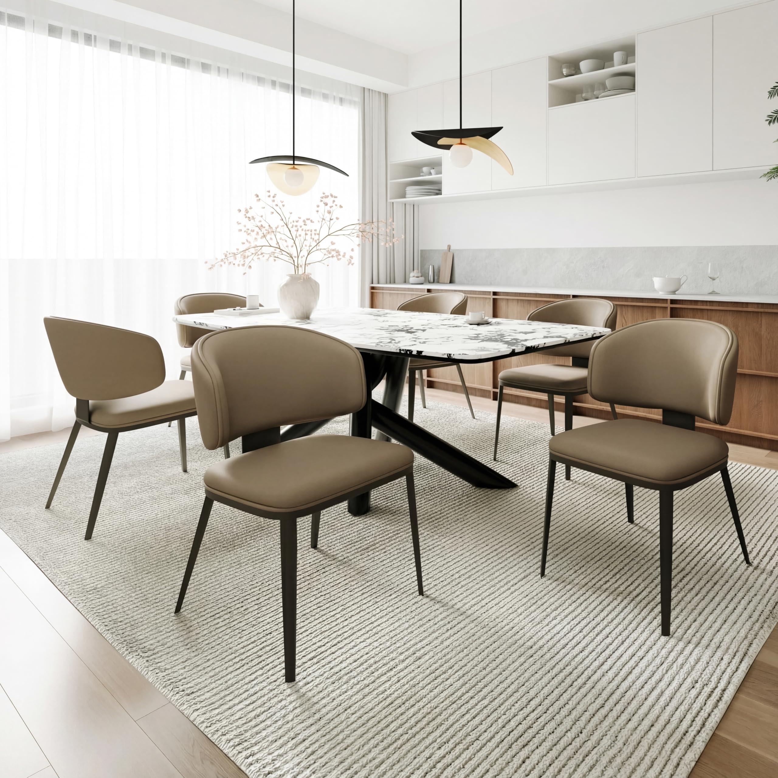 Dining Chairs Modern High Backrest Comfortable, Fashion Upholstered Kitchen Chair Armless Dinner ... | Amazon (US)