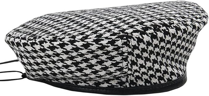 Women's Luxury Houndstooth Pattern Beret Beanie Hat | Amazon (US)