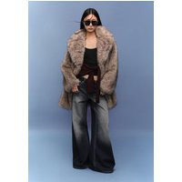 Stradivarius Regulärer Kunstfellmantel Steingrau L | Stradivarius DE