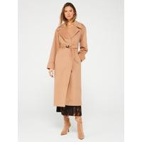 Fig & Basil Wool Rich Belted Relaxed Overcoat - Camel | Very (UK)