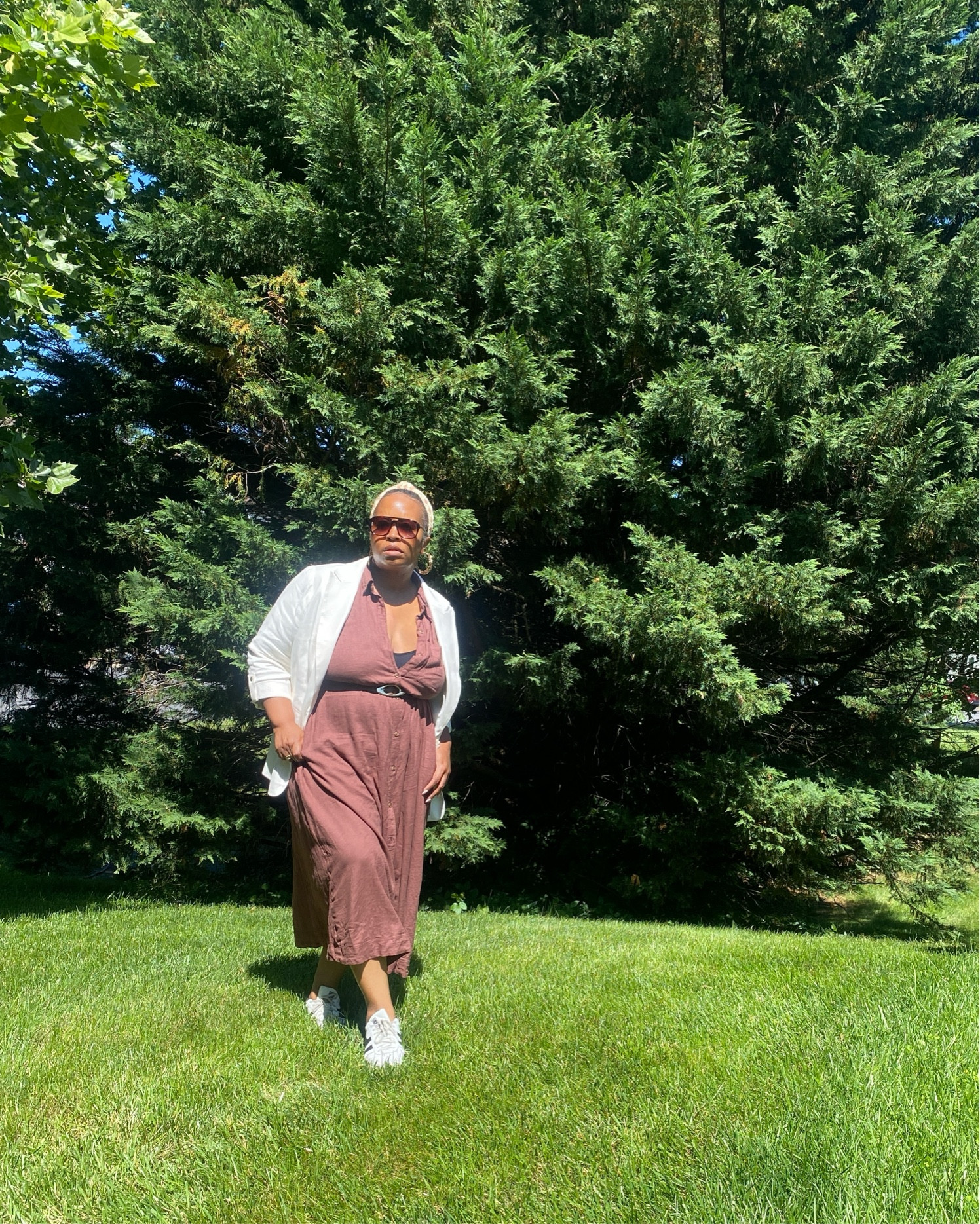A linen dress and blazer are a perfect Summer work staple. This dress is sold out in (other color options are attached). I am wearing a L and it fits perfectly. Keep in mind it is a shirt dress so it is meant to have movement and drape. I preferred the fit in L. I also added a belt versus wearing it with a sash. Blazer is optional but this look is simple and effortless for work and  there is a great dress for vacations! 

#LTKOver40 #LTKMidsize #LTKStyleTip