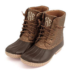 Monogrammed Metallic Leopard Duck Boots | Marleylilly
