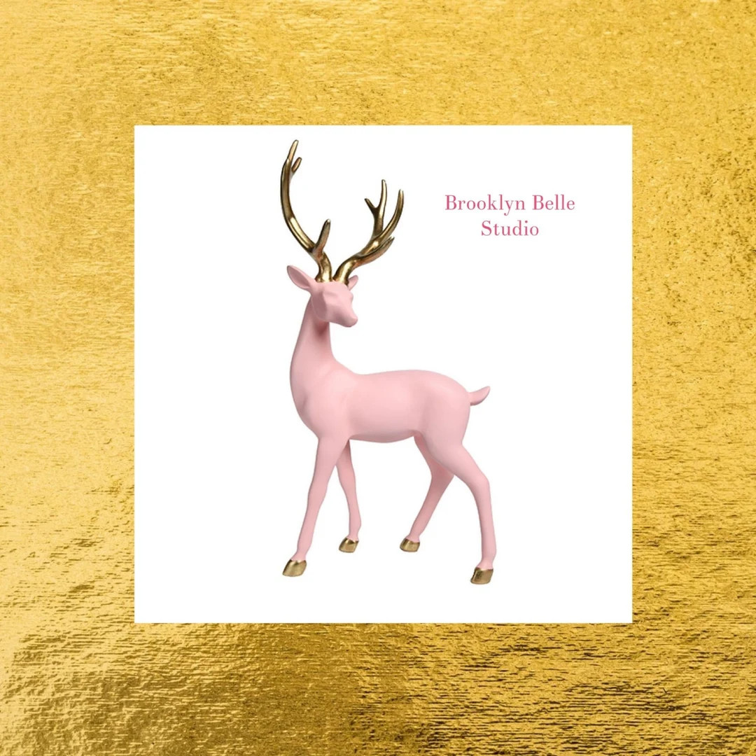 21 Light Pink Reindeer With Gold Antlers Pink Christmas - Etsy | Etsy (US)