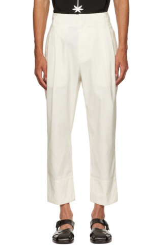 White Double Pleat Trousers | SSENSE