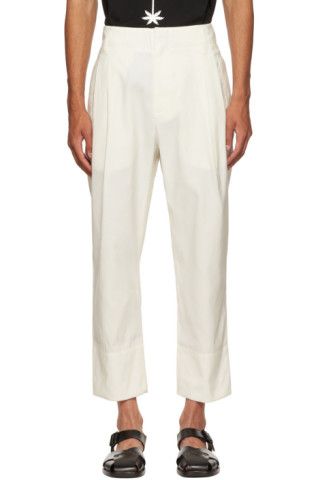 White Double Pleat Trousers | SSENSE
