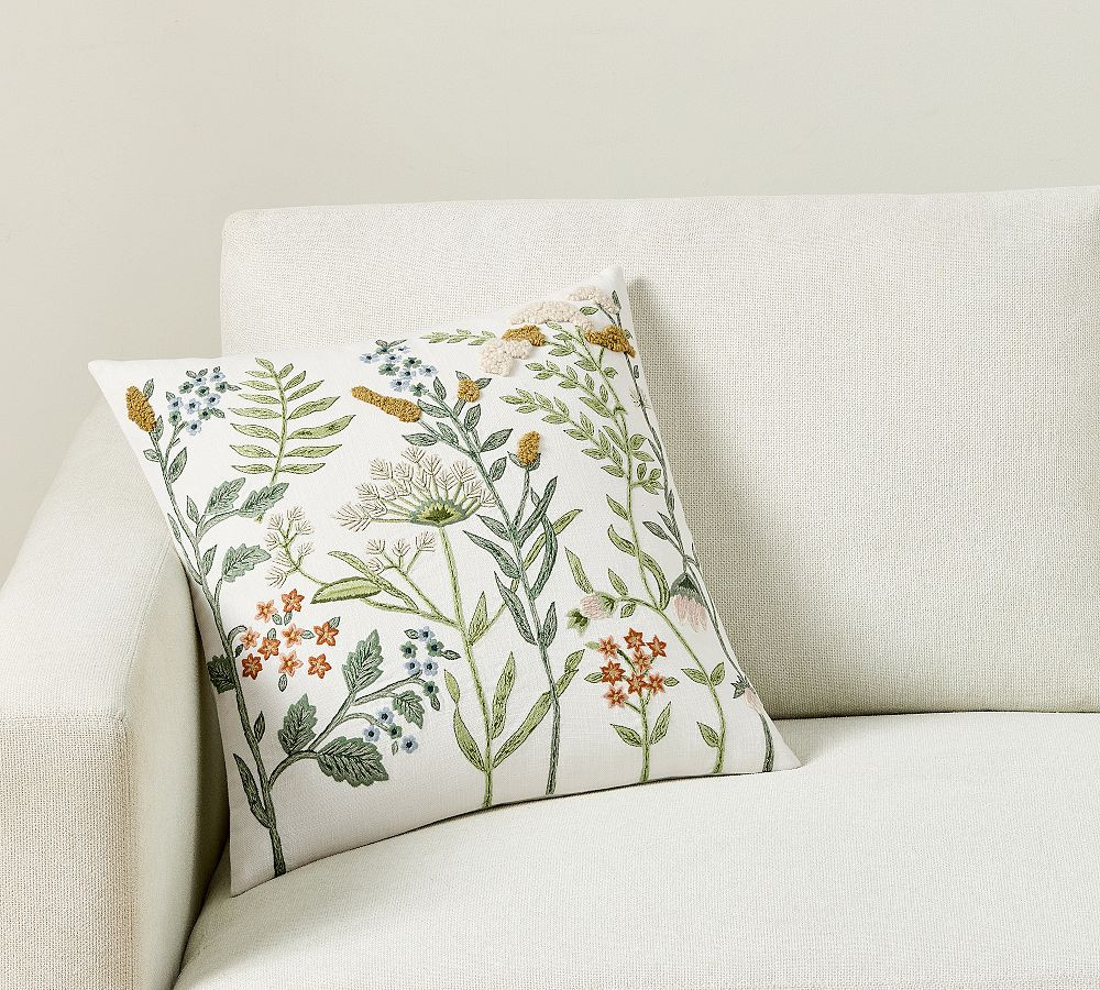 Spring Botanical Embroidered Pillow | Pottery Barn (US)