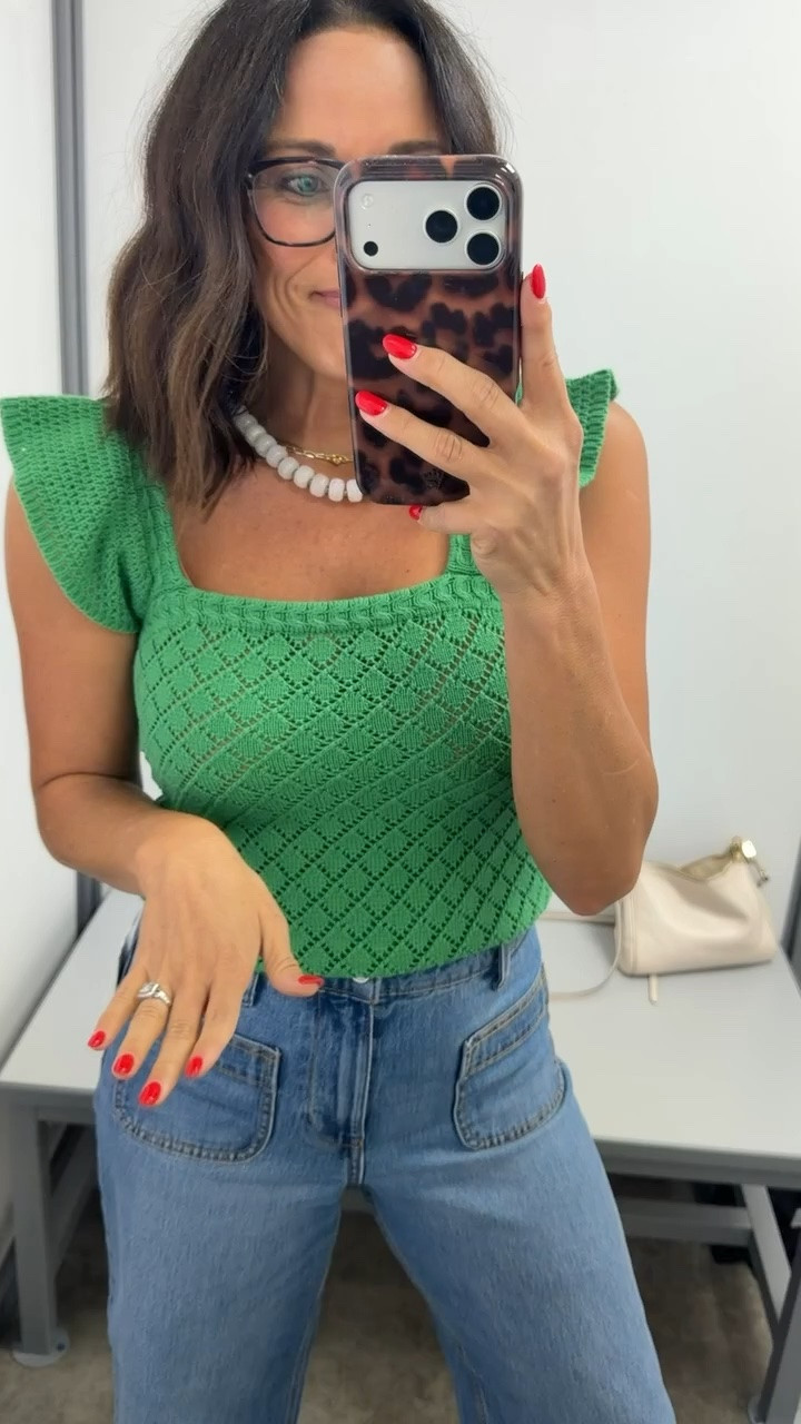 Walmart has the cutest little tops right now 💚 This crochet tank is such a fun pop of color and I love the ruffle straps! So cute with jeans now and shorts for warmer days. Wearing XS.

#WalmartFashion #WalmartFinds #WalmartStyle #AffordableFashion #LTKFinds