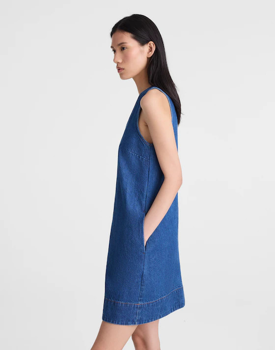 Denim V-Neck Sleeveless Mini Dress | Madewell
