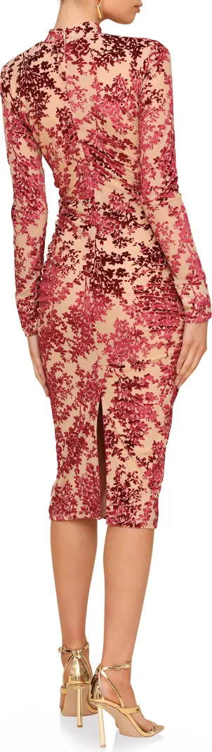 Avec Les Filles Mock Neck Long Sleeve Burnout Velvet Cocktail Dress | Nordstrom | Nordstrom