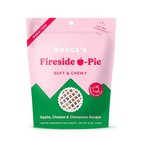 Bocce's Bakery Fireside Apple Pie Treats for Dogs, Wheat-Free Everyday Dog Treats, Made with Real Ingredients, Baked in The USA, Natural Soft & Chewy Cookies, Apples, Cheese & Cinnamon, 6 oz | Amazon (US)