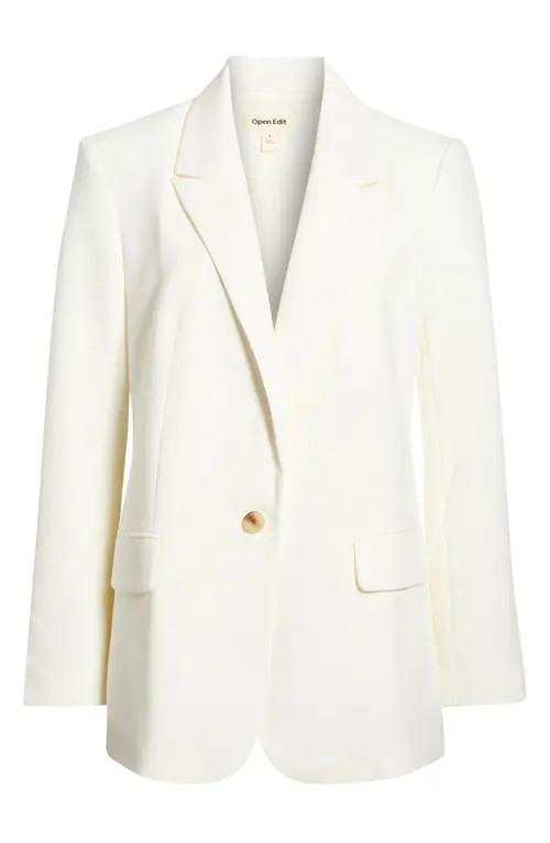 Open Edit The Icon Relaxed Blazer in Ivory at Nordstrom, Size Xx-Small | Nordstrom