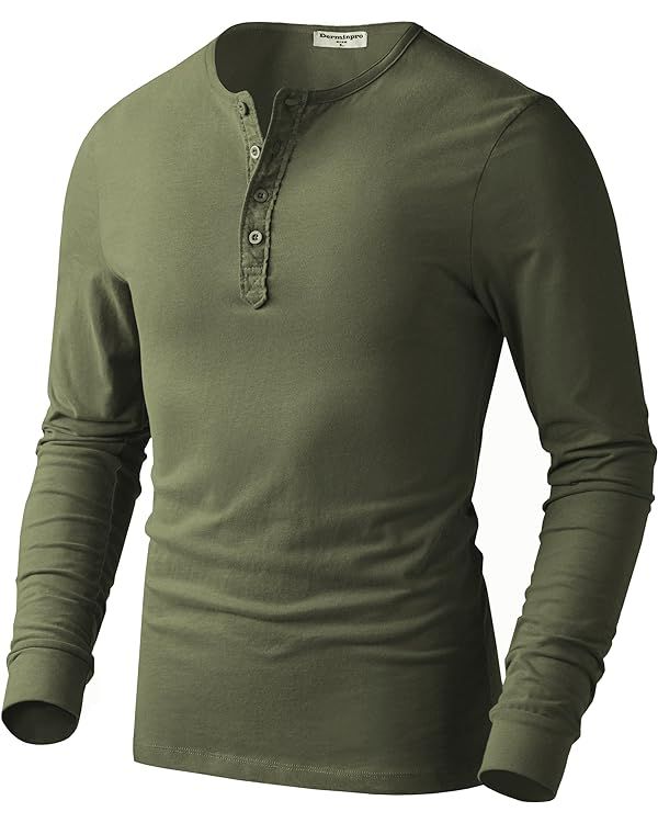 Derminpro Men's Henley Cotton Casual Short/Long Sleeve Lightweight Button T-Shirts | Amazon (US)