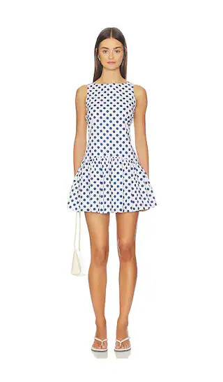 Addison Mini Dress in Navy Polka Dots | Revolve Clothing (Global)