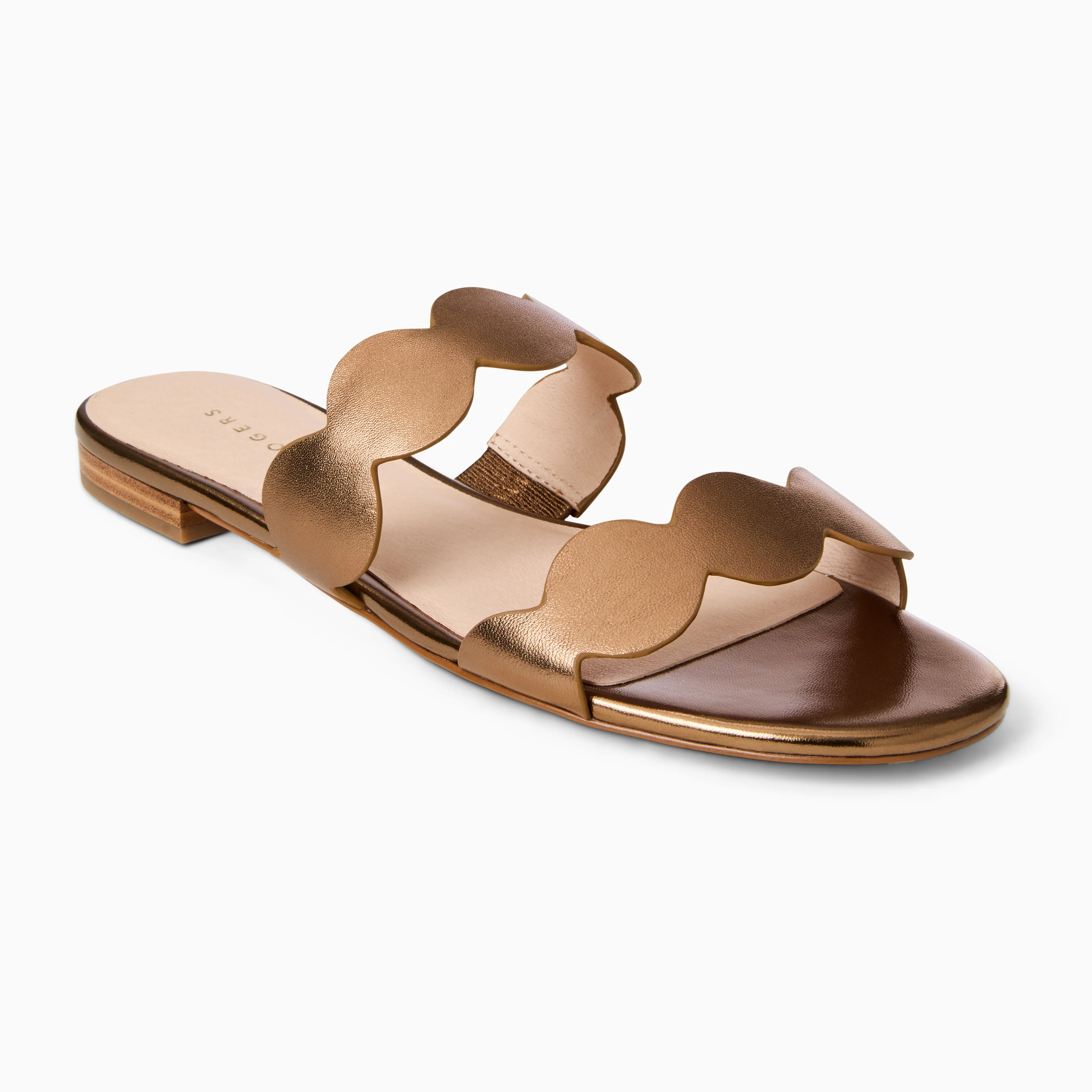 Jack Rogers Women's Greglen Leather Flat Slide Bronze (Size 7) | Jack Rogers