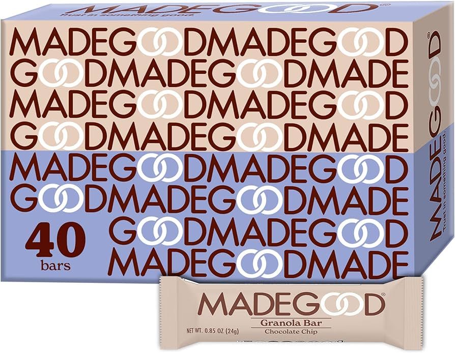 MadeGood Chocolate Chip Granola Bars 0.85oz x 40 Bars; Non GMO, Nut Free, Organic, Nutrients from... | Amazon (US)