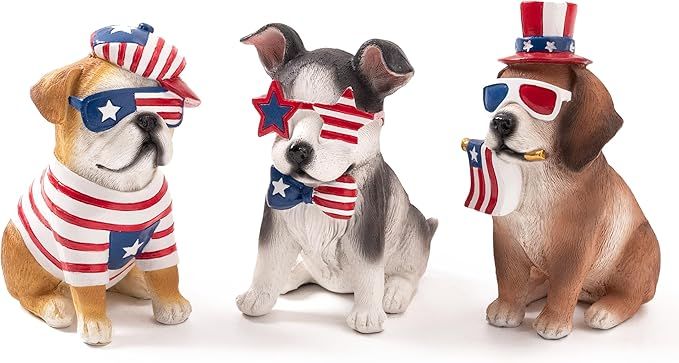 Valery Madelyn 4th of July Decorations Puppy Dog Patriotic Decorations, 3 Pcs Dogs Figurines Gard... | Amazon (US)
