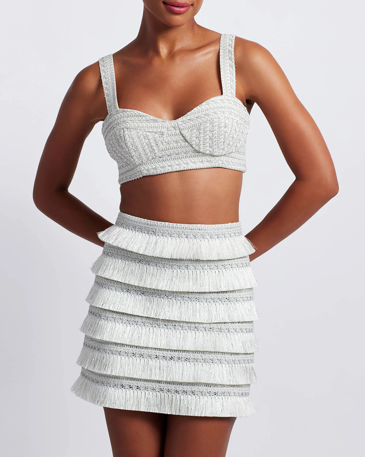 Metallic Fringe Mini Skirt | PatBO