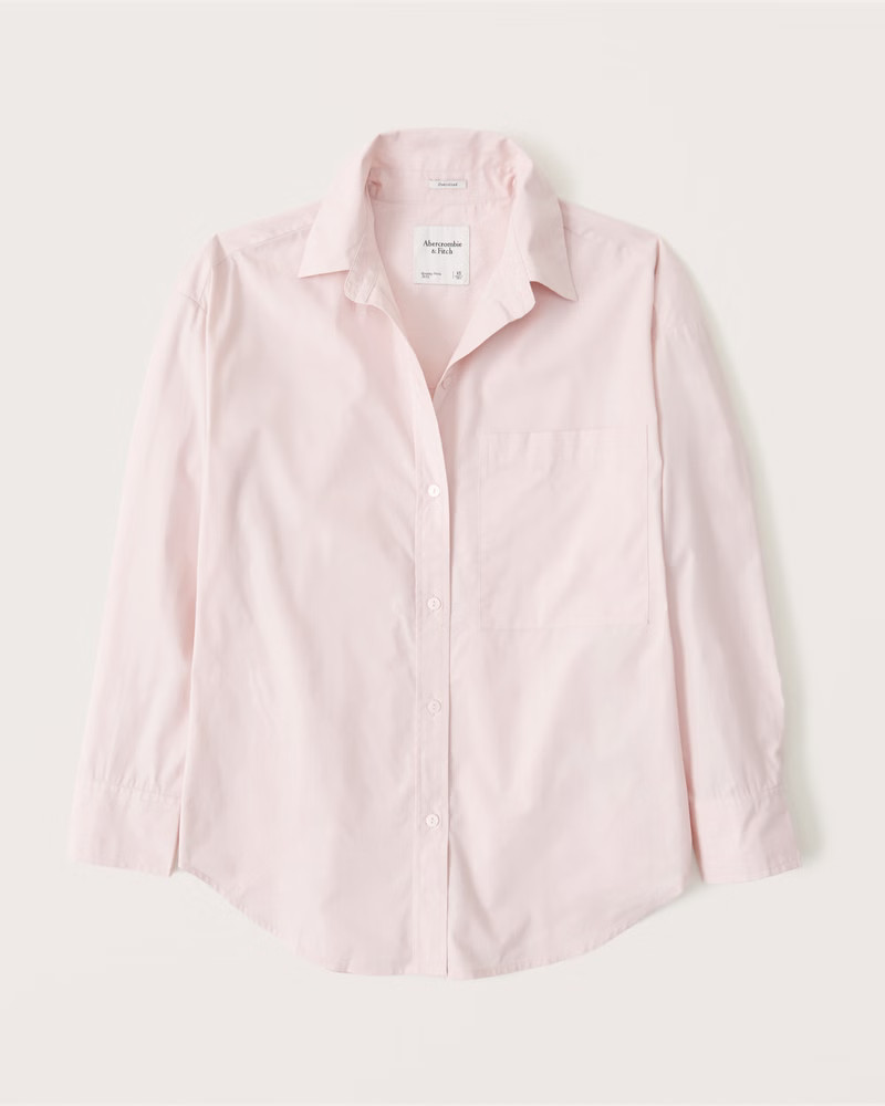 Oversized Poplin Button-Up Shirt | Abercrombie & Fitch (US)