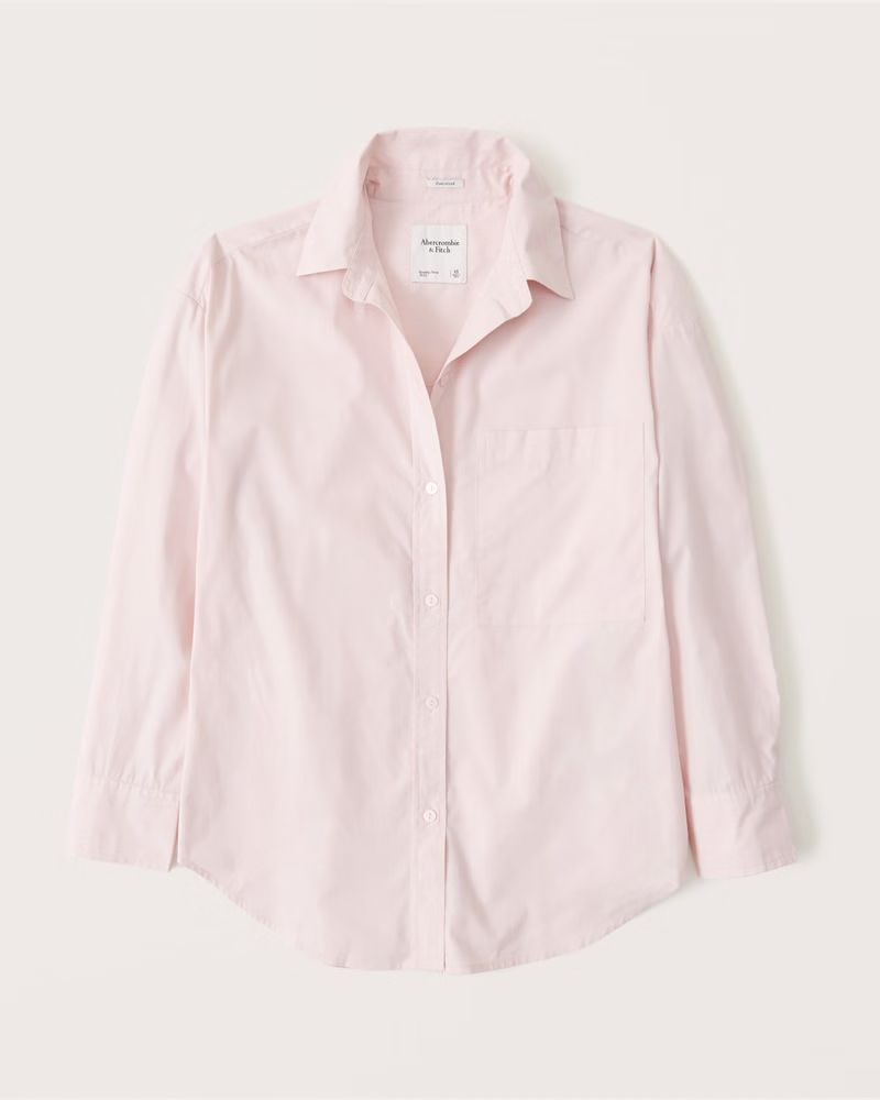 Oversized Poplin Button-Up Shirt | Abercrombie & Fitch (US)