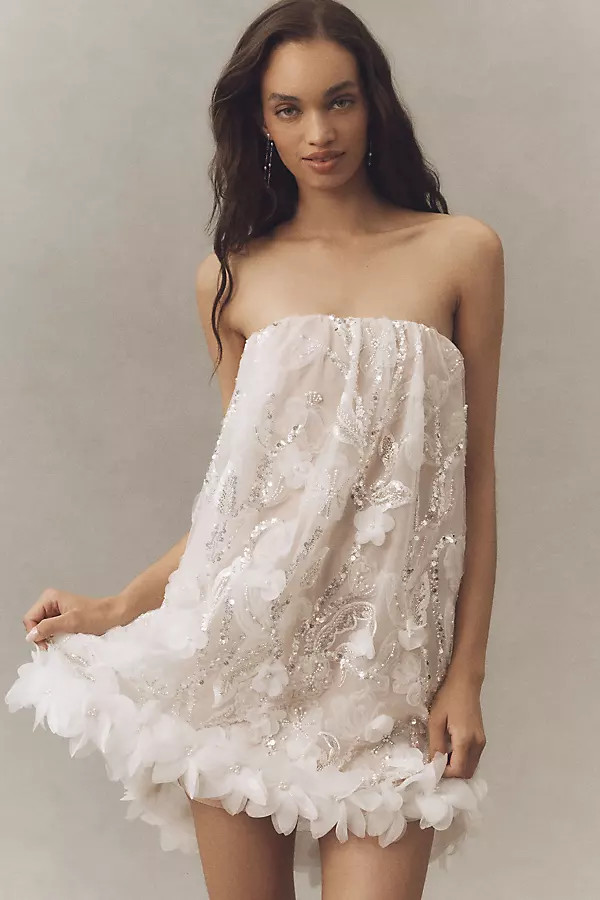 Helsi Stevie Strapless Faux-Feather Embellished Mini Dress | Anthropologie (US)