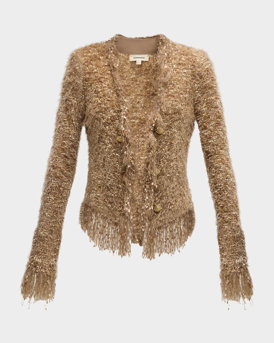 L'Agence Azure Fuzzy Cardigan Blazer | Neiman Marcus