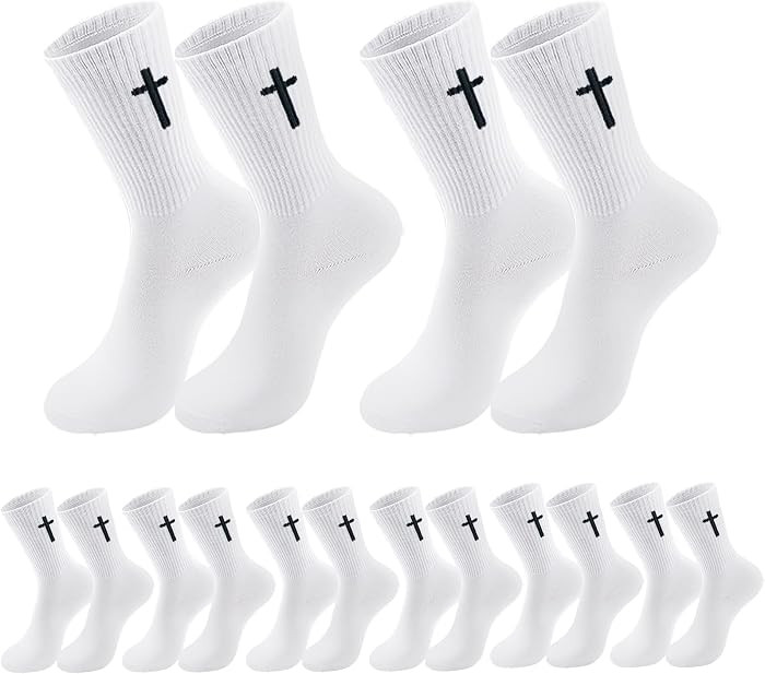 8 Pairs Cross Socks, Christian Socks for Men Women,US Size 6-12 | Amazon (US)