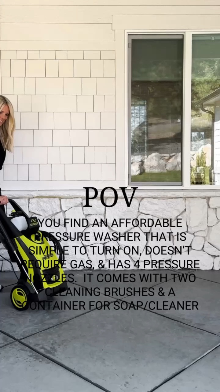 AFFORDABLE Pressure Washer
⁣
I love the feeling of cleaning up our outdoor spaces, but was often frustrated when I couldn’t start the gas pressure washer on my own. I can easily plug this in, attach to our hose, and clean anything I want. The scrub brushes are convenient for scrubbing, and I love the extra long handle for higher spaces. A Spring/Summer Must Have⁣
⁣
#amazonhome #amazonoutdoor #amazonfavorite #amazongadget #modernhome #springcleaning

#LTKSeasonal #LTKVideo #LTKhome