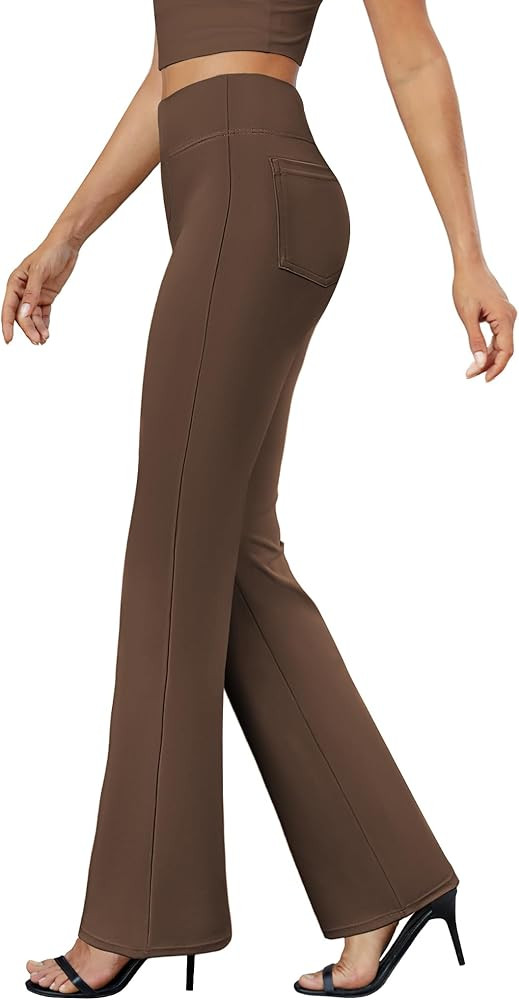 Womens Bootcut Dress Pants Business Casual Work Pants with Pockets High Waist Stretchy Trousers P... | Amazon (US)