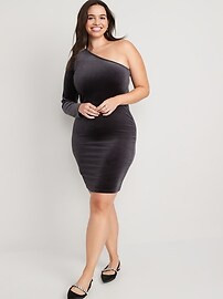 Fitted One-Shoulder Velvet Mini Dress for Women | Old Navy (US)