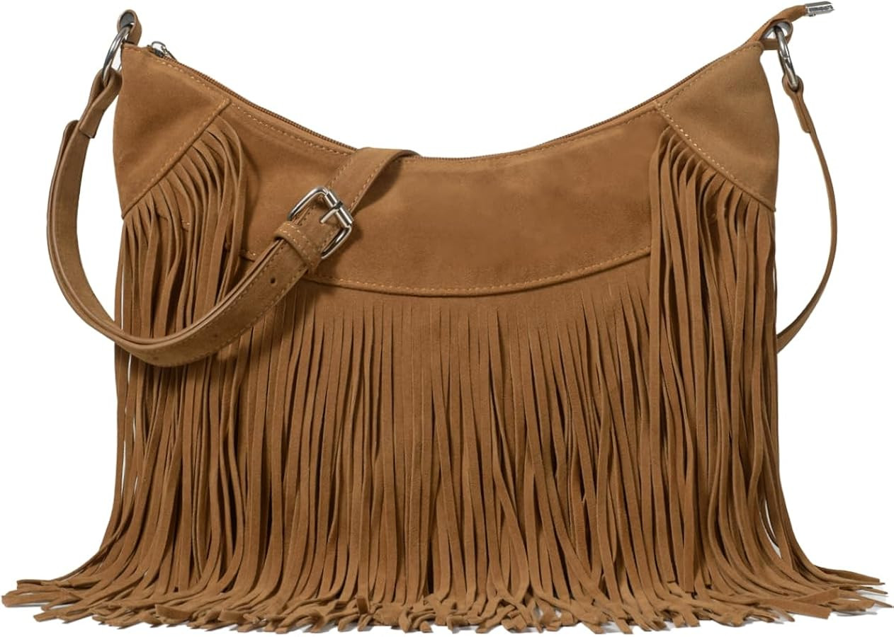 Sunwel Fashion Women Fringe Hobo Bag Western Purse Shoulder Bag Vegan Suede Tassel Hippie Crossbo... | Amazon (US)