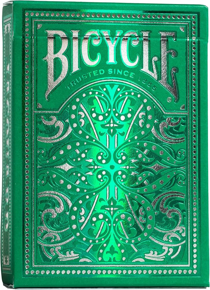 Bicycle Jacquard Premium Playing Cards, Silver and Emerald Green, 1 Deck | Amazon (US)