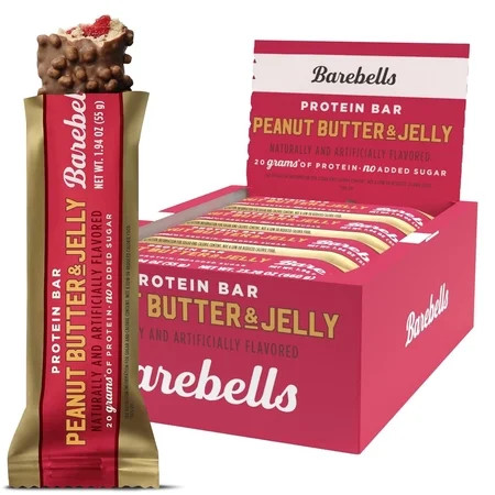 Barebells Protein Bar Peanut Butter & Jelly – 12 Count, 20g Protein, 0g added sugar, High Protein Snack, Soft Texture – 1.94 oz (55g) | Walmart (US)