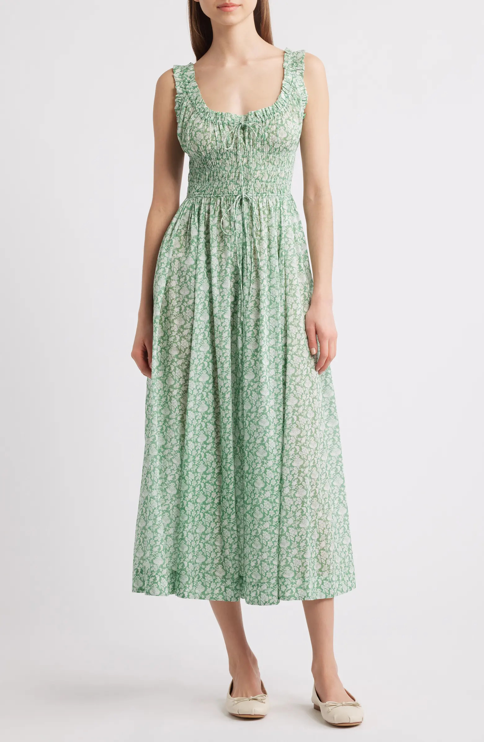 DÔEN Emmaretta Floral Pleated Voile Maxi Dress | Nordstrom | Nordstrom