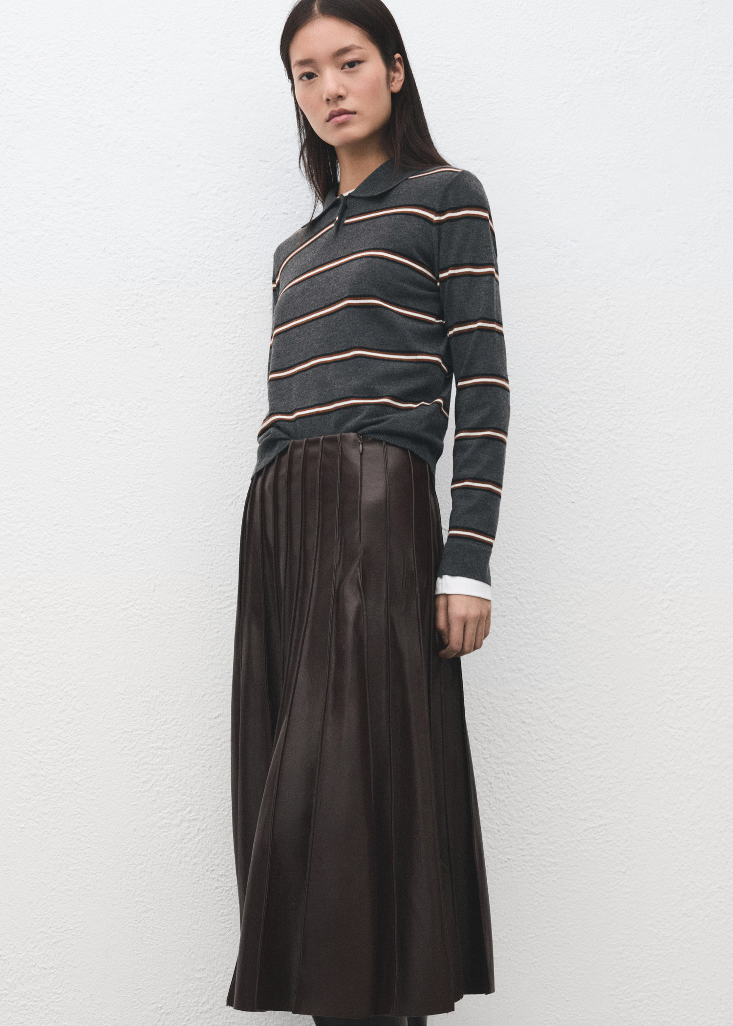 Striped polo-neck sweater | MANGO (UK)