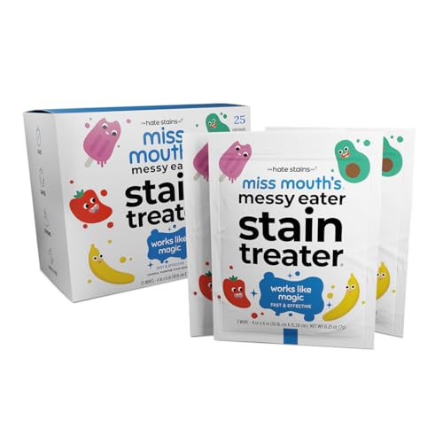 Miss Mouth's Messy Eater Stain Treater Wipes - 25 Pack Stain Remover - Newborn & Baby Essentials - No Dry Cleaning Food, Grease, Coffee Off Laundry, Underwear, Fabric | Amazon (US)